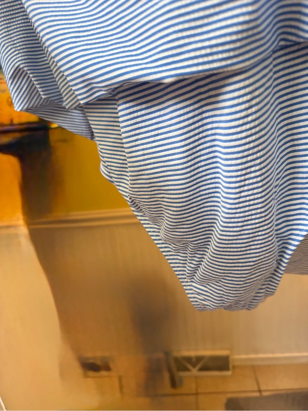 Lands' End Blue & White Striped Wrap Swim dress